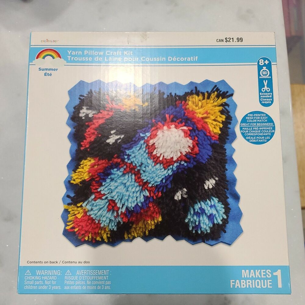 Creatology Summer Yarn Pillow Craft Kit - Latch Hook - NEW